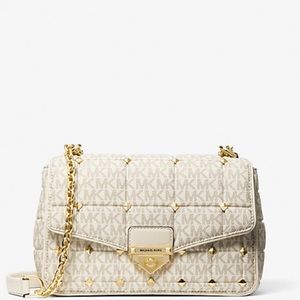 Michael Kors Cream and Gold Studded Bag